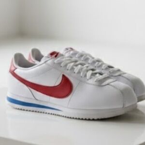 Nike Men's White and Red Cortez Sneakers